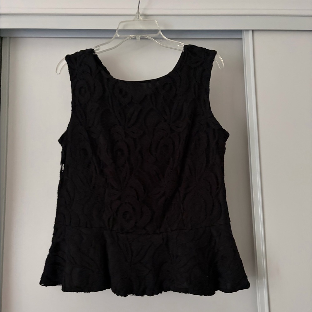 Sleeveless Lace  Black peplum style Top with back zipper